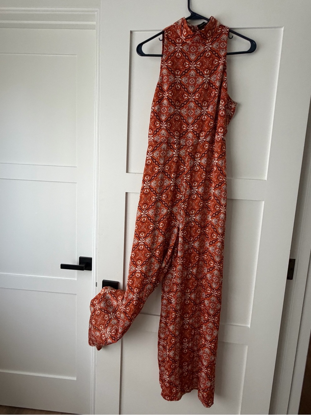Urban Outfitters Rust Red Patterned Sleeveless Jumpsuit